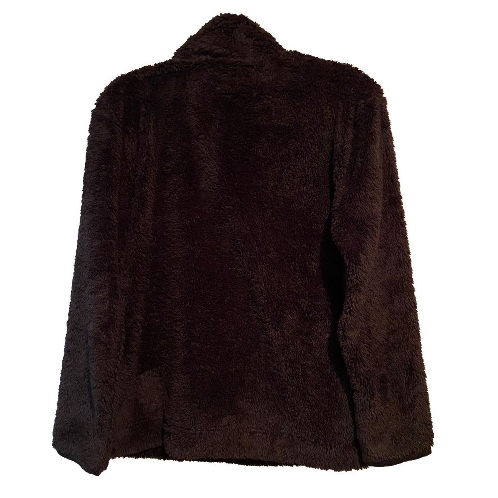Maurices NWT Women's Black Buffalo Plaid Trim Teddy Sherpa Sweatshirt Size XS - Picture 2 of 10